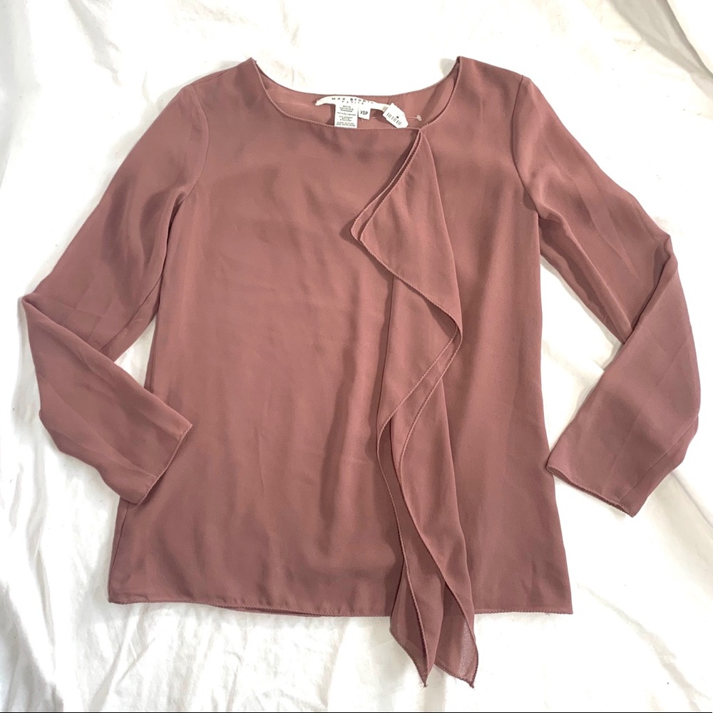 EUC Max Studio Mauve Waterfall Ruffle Blouse